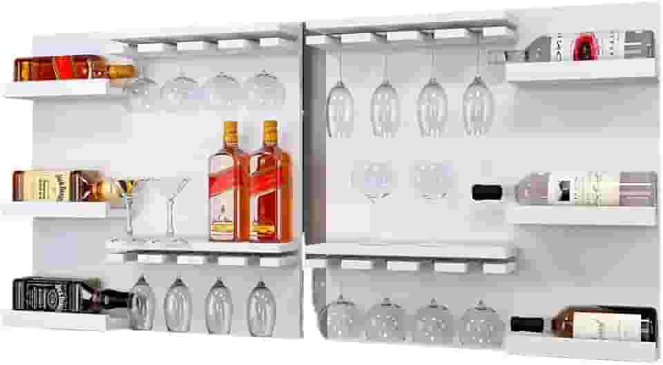 2 Adegas Vinho Barzinho Grande Decoração Mdf Bebidas(Branca)