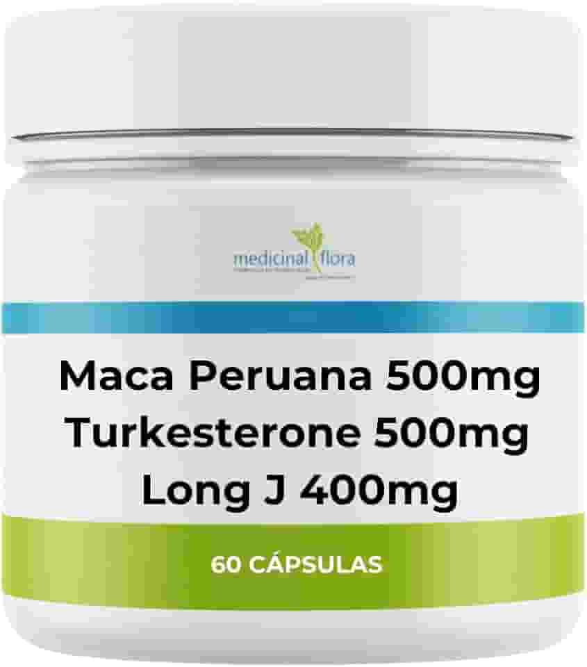 Maca Peruana 500mg + Turkesterone 500mg + Long J - 60 Doses