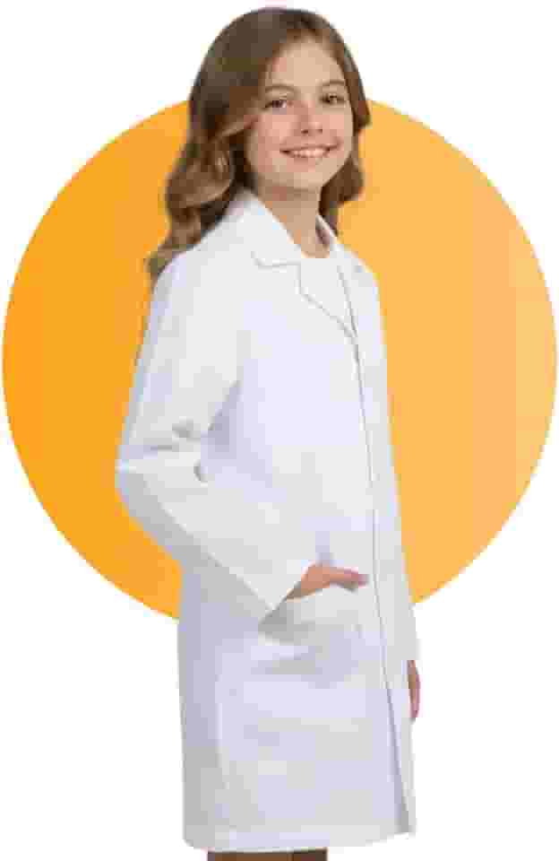 Jaleco Infantil Branco Escolar Oxford Cosplay Fantasia Médico Cientista Laboratório Menino e Menina Unissex Criança Jaqueta Traje Macacão