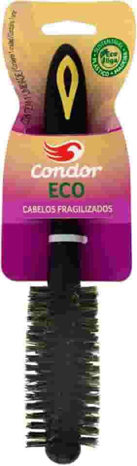 Condor, Escova de Cabelo, Eco, Alisa e Modela, Feita de Ecoliga, Cabelos Fragilizados, Média, Preta