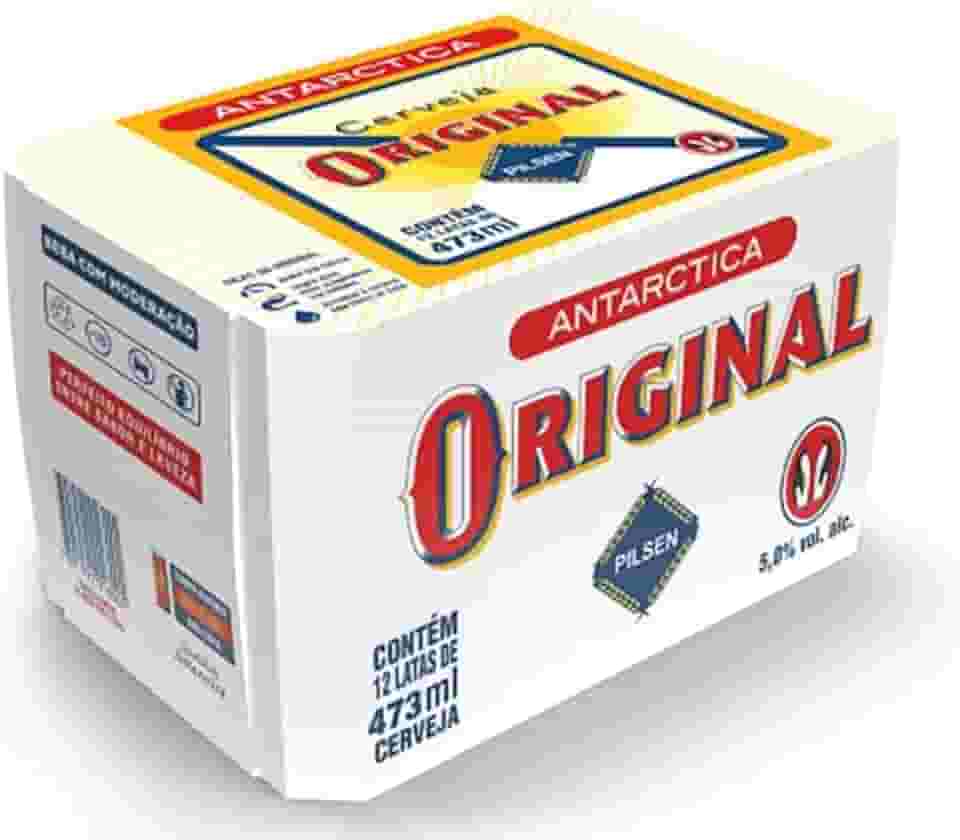 Pack Cerveja Original Antarctica, Lata, 473ml, Caixa 12 unidades
