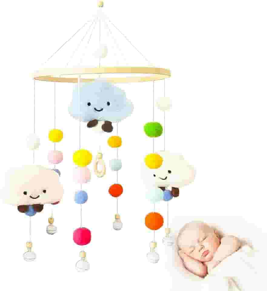 Mobile Para Berço Infantil Estokids Nuvens Srrodentes De Pelúcia Interativo Gira