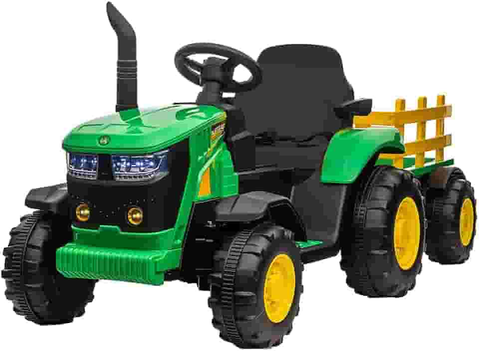 Zippy Toys, Trator Elétrico 12V com Controle Remoto - Verde e Amarelo