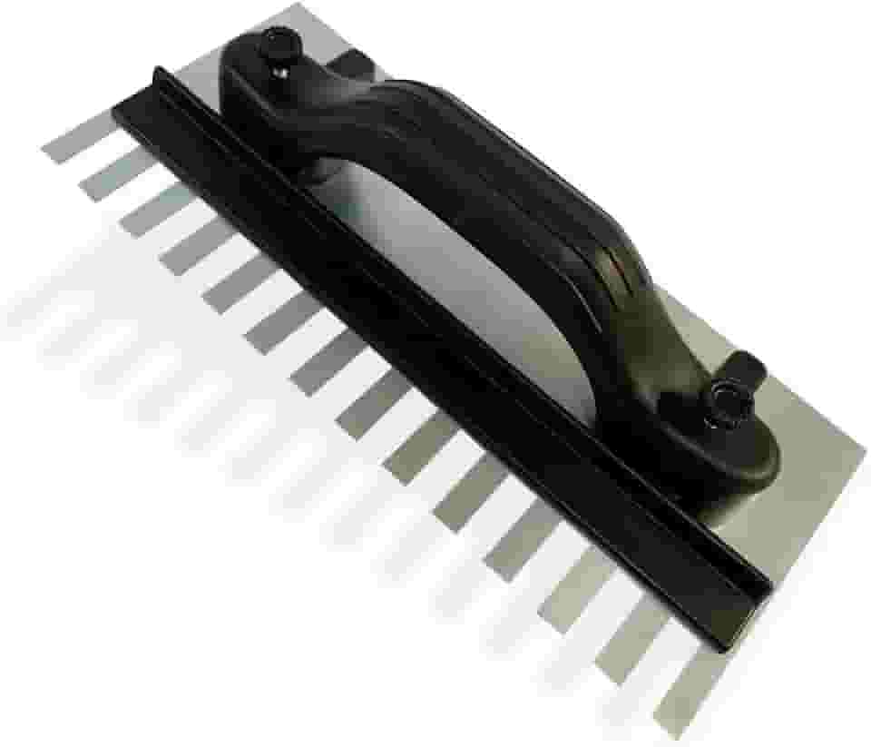 Desempenadeira de Aço Dentada Timoteo com Regulagem 270 mm x 120 mm P/Aplicação de Argamassa Acabamento Pedreiro