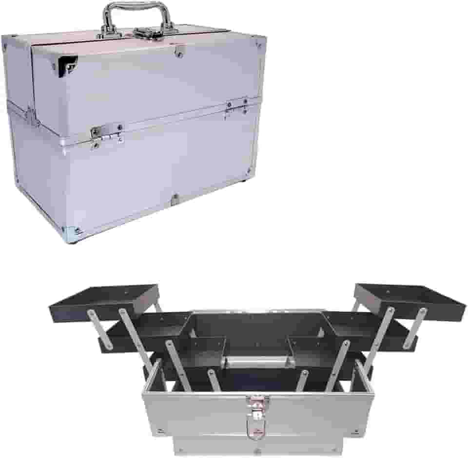 Maleta Para Maquiagem Porta Joias Bijuterias e Acessórios (PRATA)