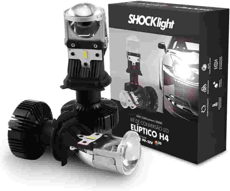 Kit Led H4 Mini Projetor Canhão Eliptico Shocklight Carro