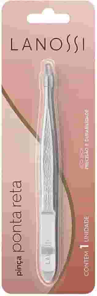 Pinça Ponta Reta, Cor Silver, Lanossi.