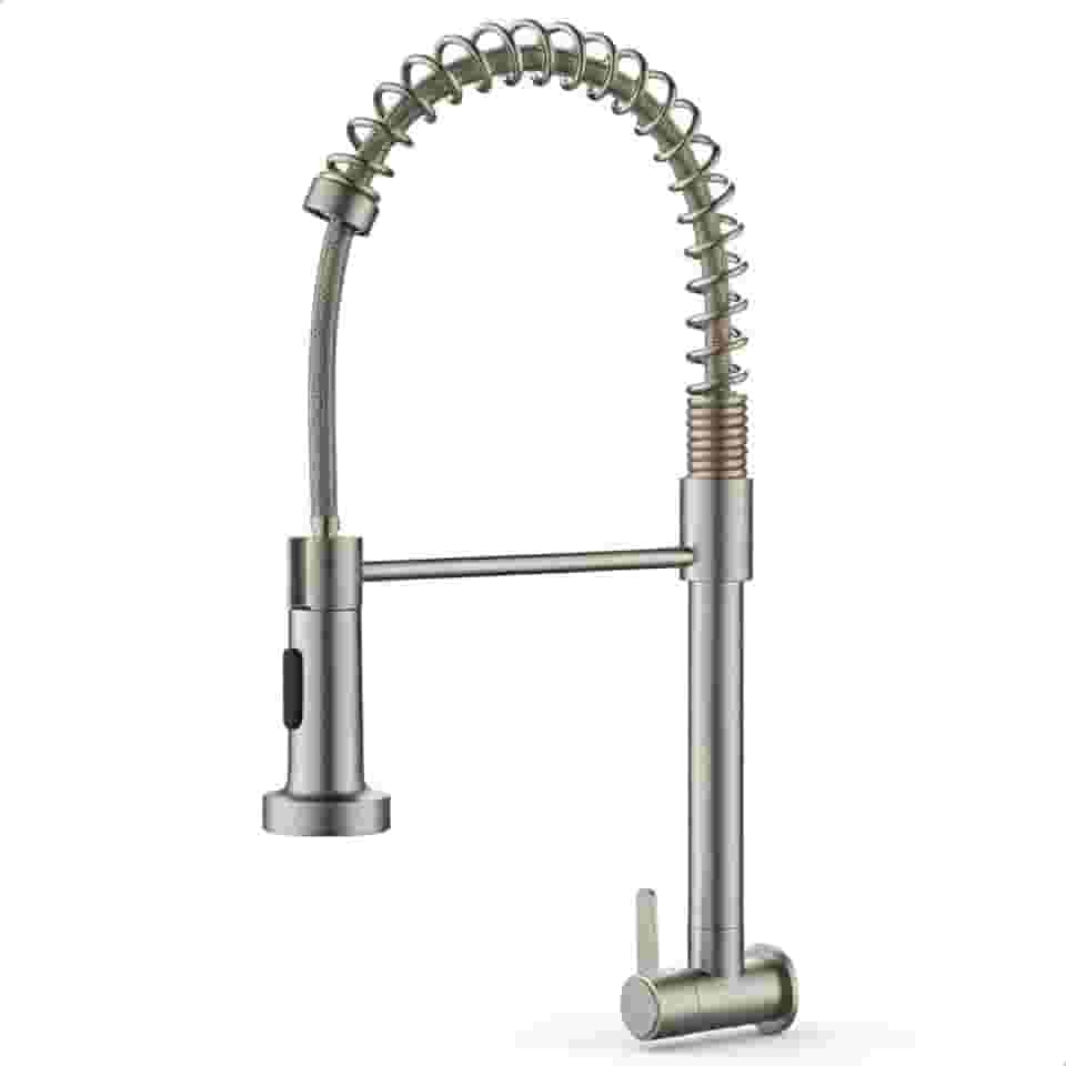 Torneira Gourmet Parede Cozinha Escovada em Inox Flexível SOFTINOX 2 Jatos — Torneira 1/4 de Volta Bica Giratória 360° Metal Escovado