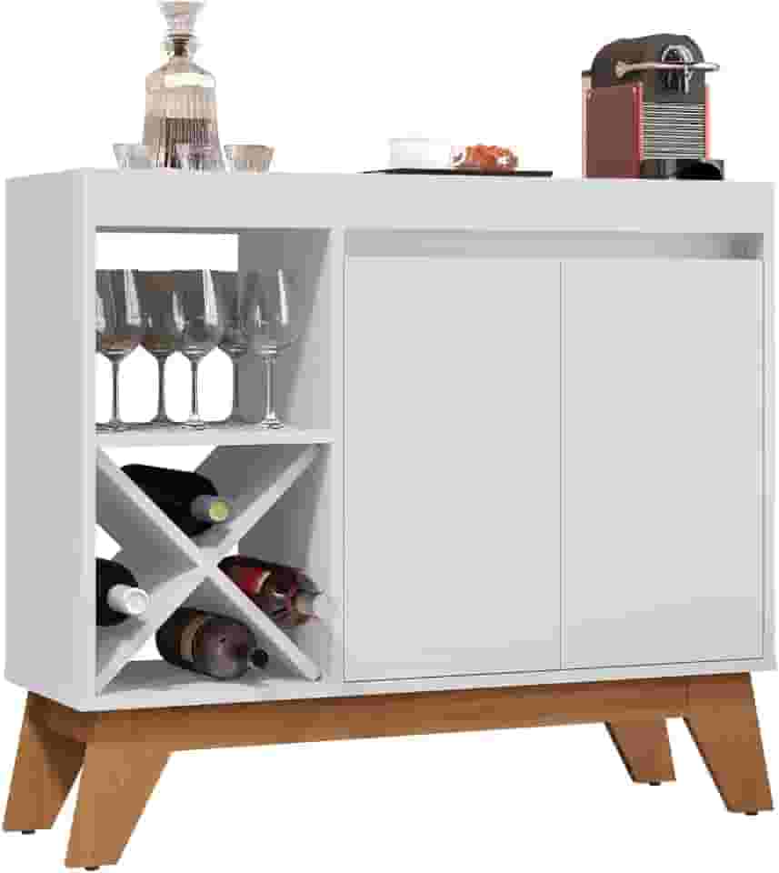 Aparador Buffet Porto Belo 2 Portas Barzinho Com Adega Para Vinho(Branco)