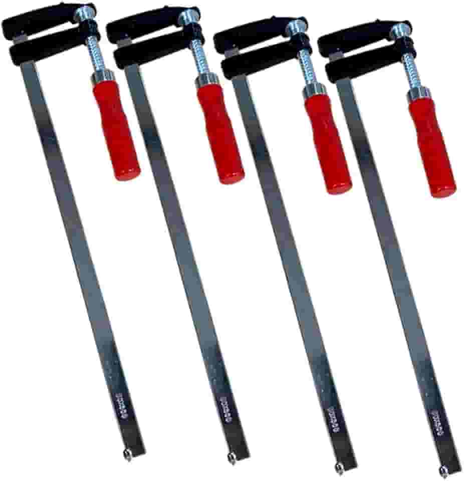 Kit 4 Grampos Sargentos Para Marceneiro 12pol. 300mm Tipo F Cabo de Madeira Carpiteiro Niquelado Aço