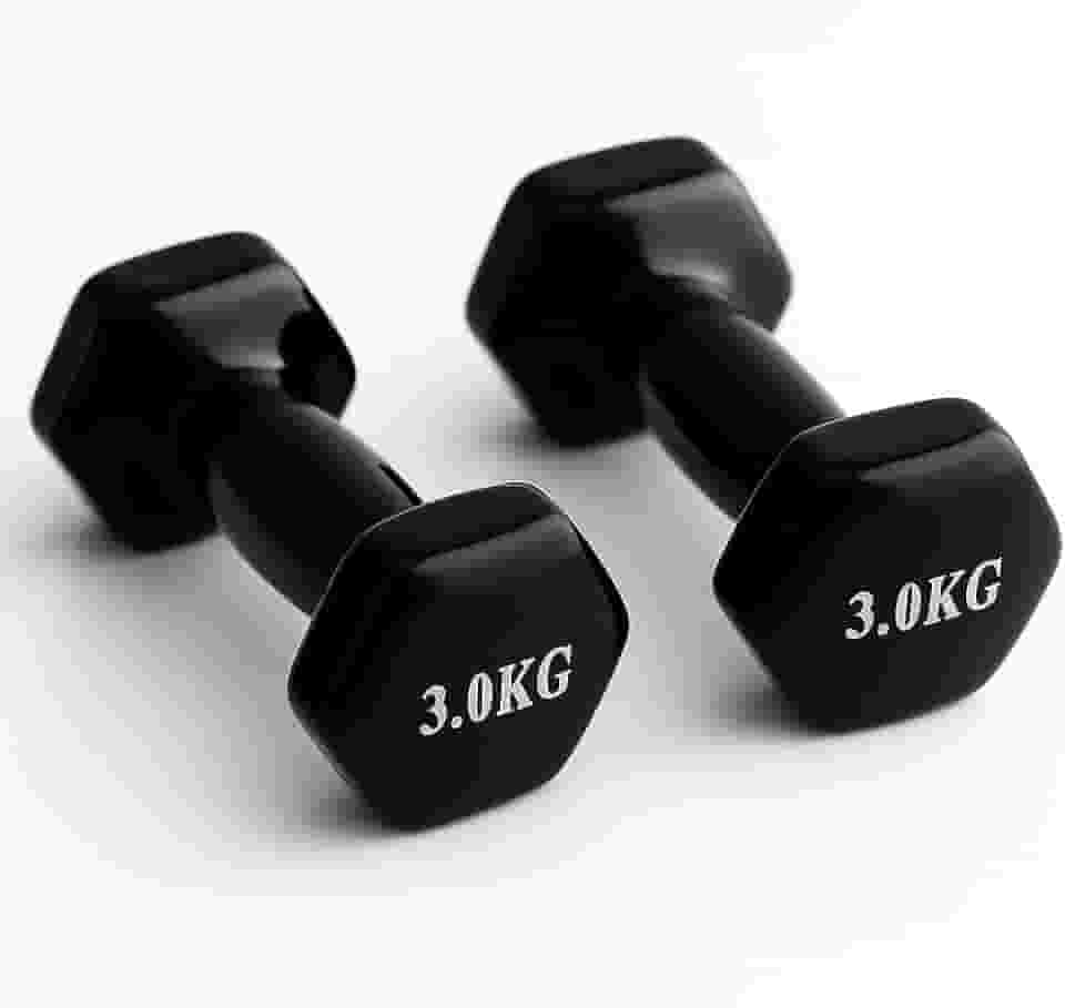 Kit de Halteres Sextavado Emborrachado 3Kg Preto - MK FIT