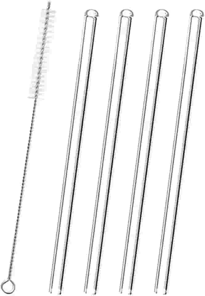 Canudos de Vidro Reutilizáveis 5 Peças Canudo Vidro 1 Escova de Limpeza Canudo Prático Transparente para Copos Premium