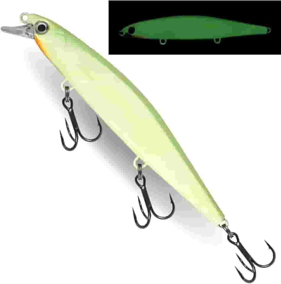 Isca Artificial Luminosa para Pesca, 11cm, 12g, 3 Garateias, Verde Fosforescente