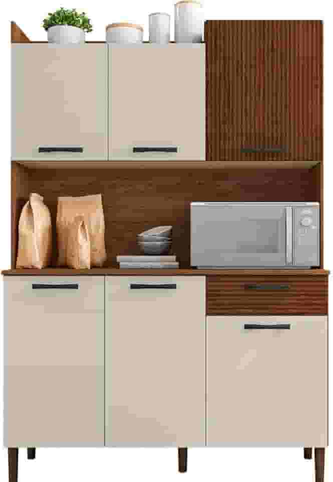 Armário De Cozinha Completa Genova Nogueira/Off White