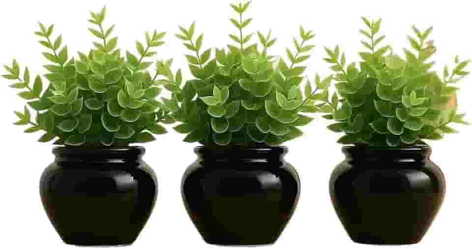 Vasinho de Cerâmica Preto com Planta Artificial – Decoração Moderna para Sala, Quarto e Escritório