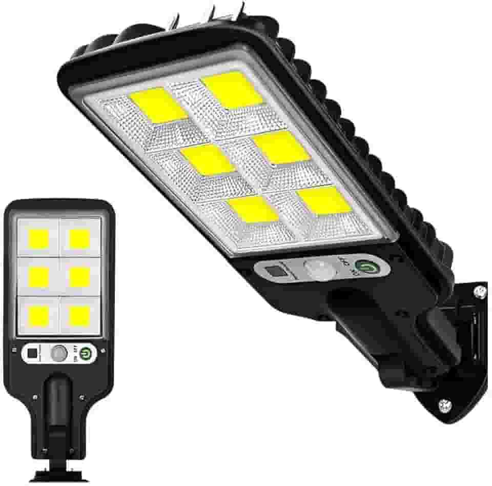 Luminária Solar Externa com Sensor de Presença e Controle Remoto – Refletor LED Super Brilhante, 3 Modos de Luz, 8 Painéis, Bateria Durável e Proteção IP65