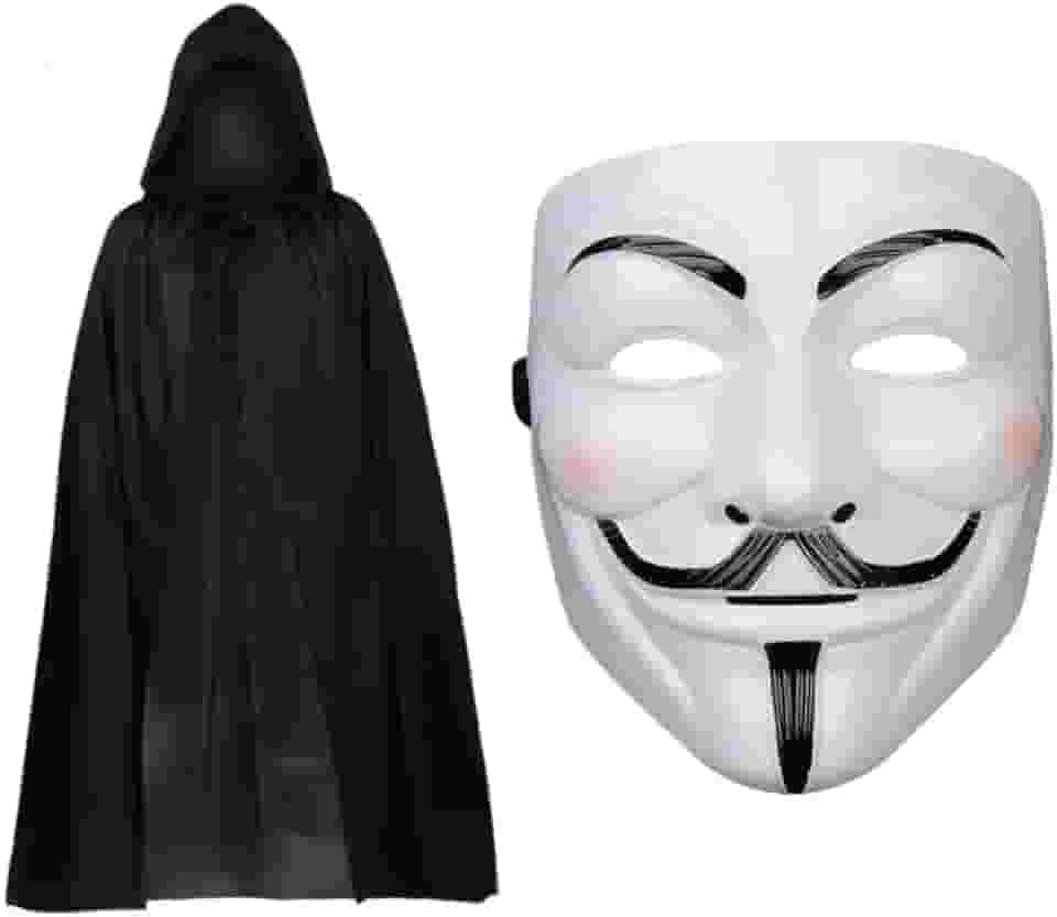 Fantasia Halloween Mascara Capuz Capa Adulto V De Vingança