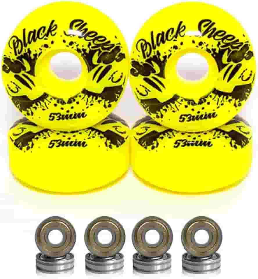 Rodas de Skate 53mm Amarela Dureza 95A com Rolamentos ABEC-5