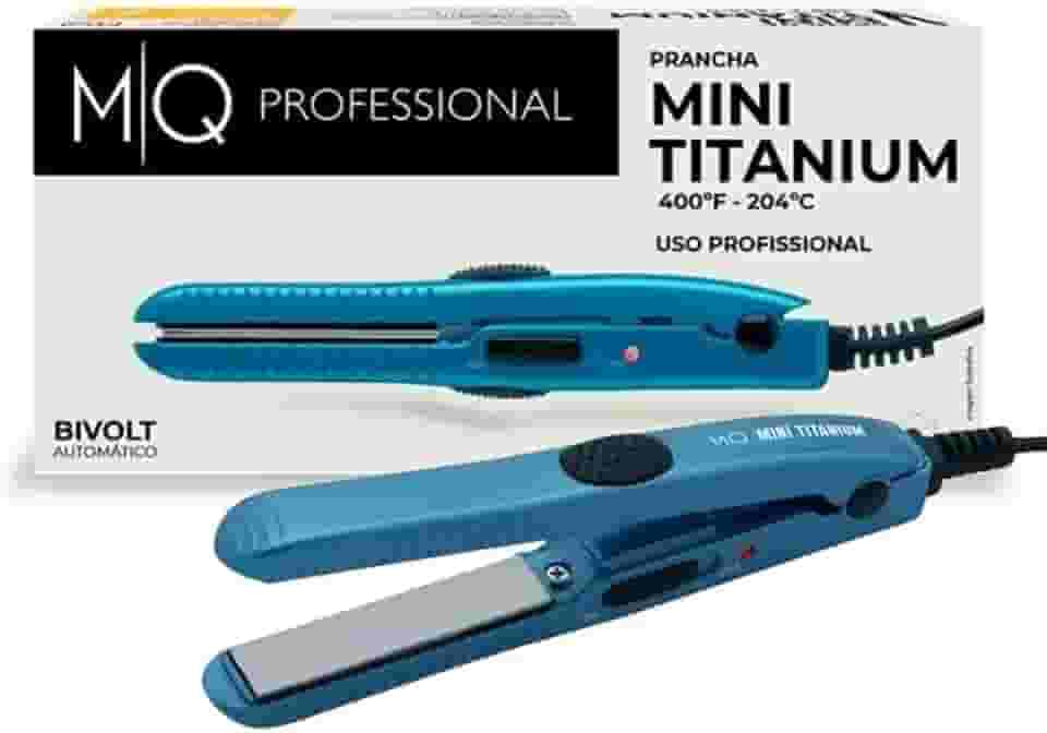 MQ HAIR - Mini Chapinha Profissional - 400ºF Bivolt, Prancha de Bolsa, Compacta e Prática, Ponta Térmica, Mechas, Cachos e Franjas, Manuseio Simples, Finalização e Acabamento - Azul - 19mm