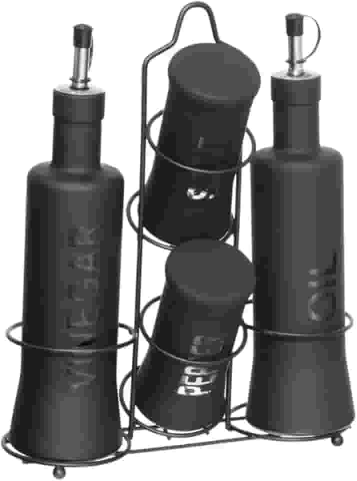 Kit Galheteiro de Vidro com Suporte Inox, 5 Peças, HAUSKRAFT