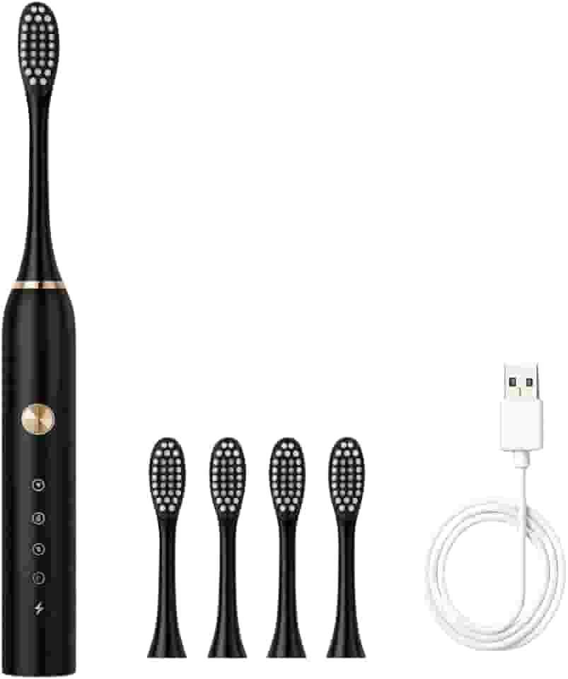 Escova De Dentes Elétrica Recarregável PRO USB | 5 Modos – Cabeças Extras, Limpeza Profunda Gengivas & Anticárie