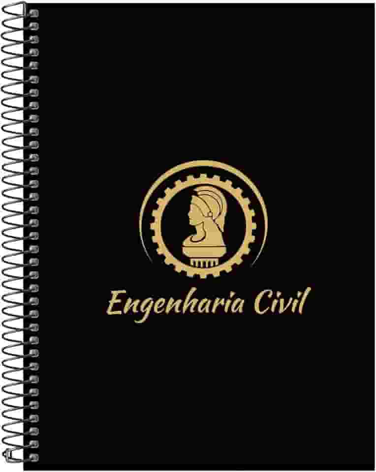 Caderno Universitário Espiral 20 Matérias Profissões Engenharia Civil (Preto e Gold)