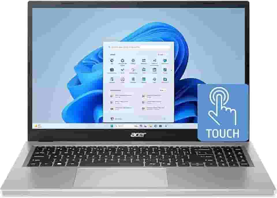acer Laptop Aspire Go de 15,6 polegadas Full HD FHD IPS com tela sensível ao toque, processador AMD Ryzen 5-7520U Quad-Core | LPDDR5 de 8 GB | SSD NVMe de 512 GB | | Wi-Fi 6 | Windows 11 Home, prata