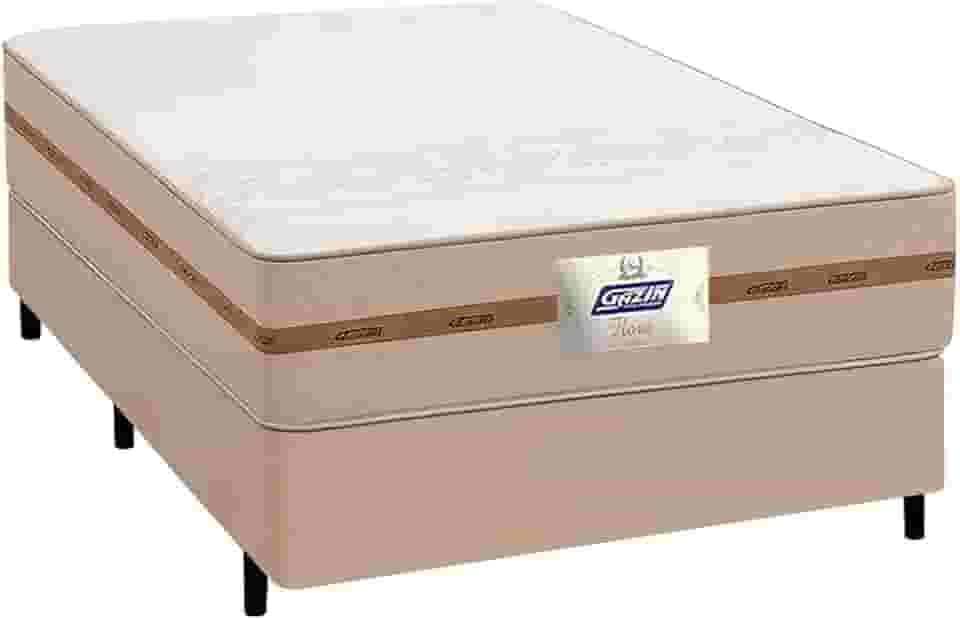 Cama Box Casal Colchão Molas Flora Bege 138x188x58cm