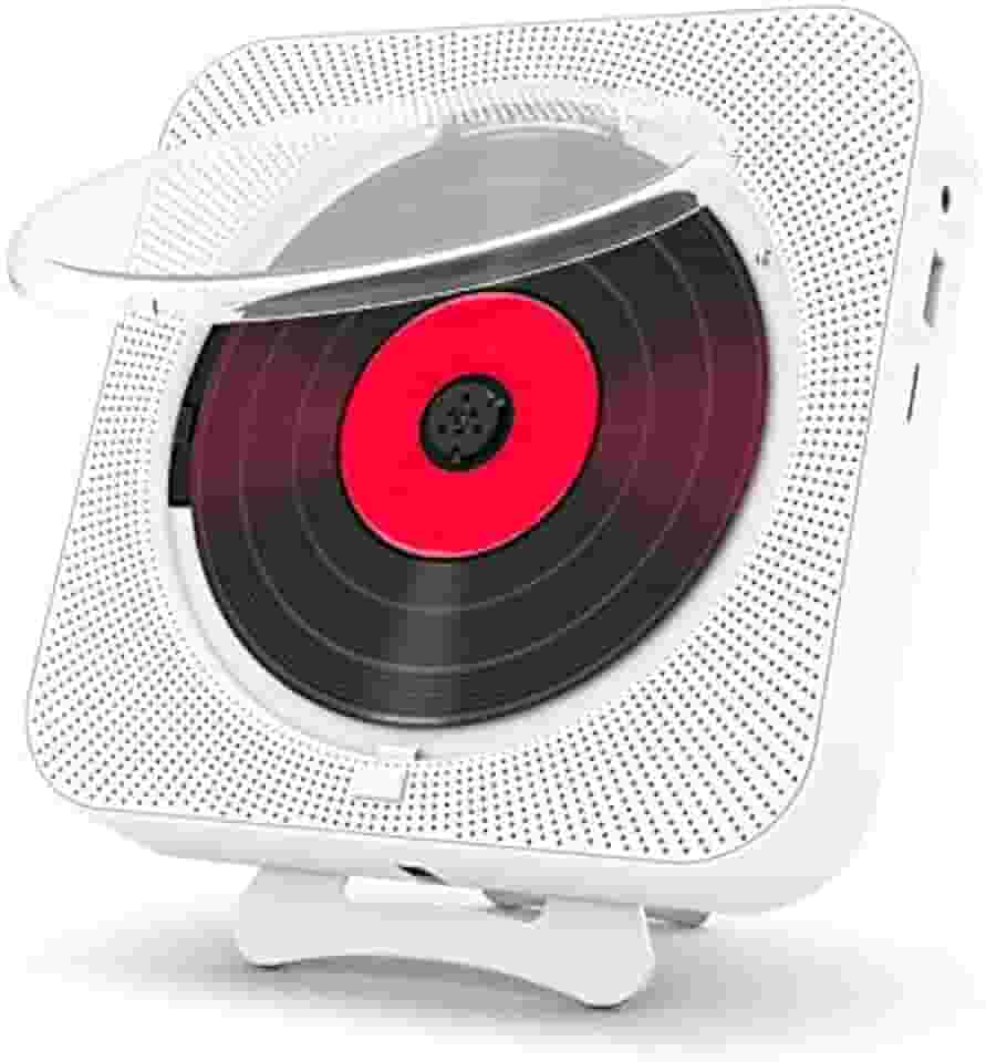 Toca CD Portatil Controle Remoto CD Player Portatil Display LED Radio CD Player Bluetooth Mini Radio Toca CD Rádio FM Alto-Falantes Duplos Integrados Temporizador Compatível com Fones Ouvido,110-200V