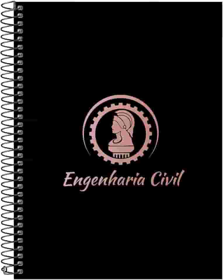 Caderno Universitário Espiral 20 Matérias Profissões Engenharia Civil (Preto e Rosê)