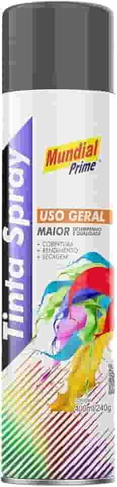 Tinta Spray Uso Geral 400ml, MUNDIAL PRIME, Cinza Primer, AE01000074