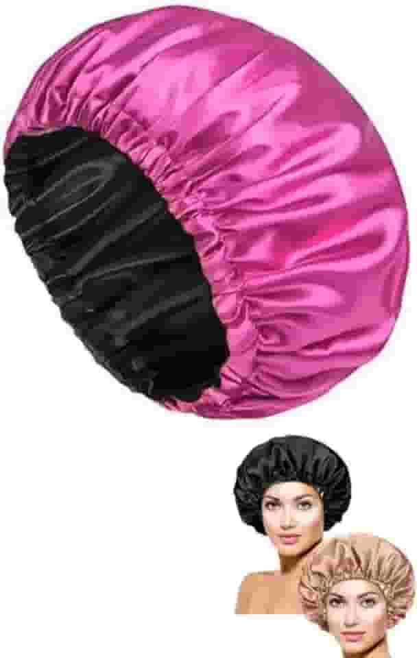 Touca dupla Face de Cetim Anti-Frizz Dormir Kit com 2 Unidades Tamanhos P e G para Cabelos Longos e Médios