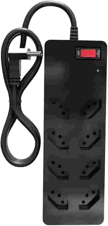 Filtro de Linha iCLAMPER Energia 8 com Proteção contra Surtos Elétricos(DPS) 8 Tomadas, 3 Pinos, 10 Amperes para PC, Notebook, Roteador, Monitor, Impressora, PS5, Alexa e etc, Bivolt, Cabo de 1m Preto