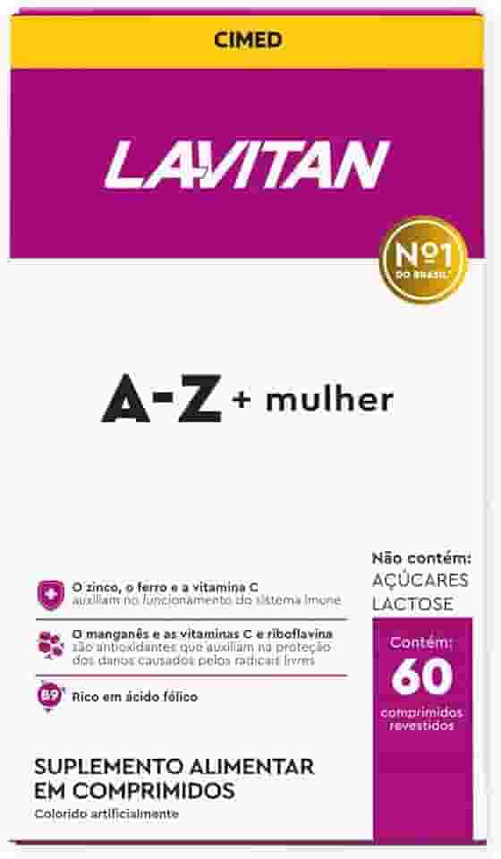 Suplemento Vitamínico - Mineral A-Z para Mulher, rosa, Lavitan, 60 cápsulas