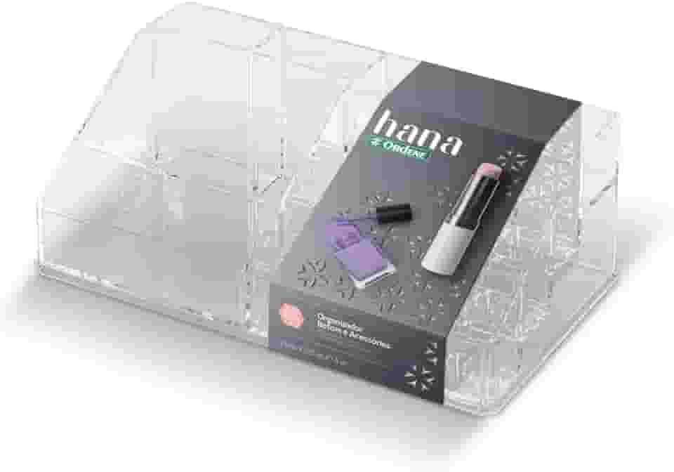 Ordene - Organizador para Batons e Acessórios com 16 Divisórias, Cor Transparente, Linha Hana