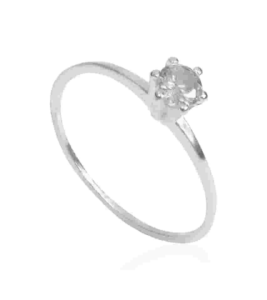 Anel Solitário Feminino Em Prata 925