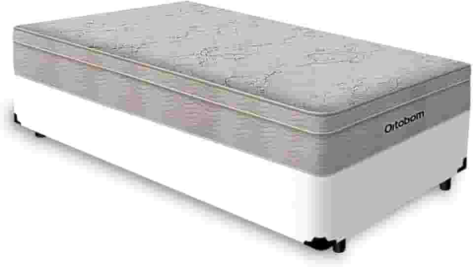 Cama Box Solteiro Branca + Colchão De Molas Ensacadas - Ortobom - Airtech Springpocket 88x188x65cm