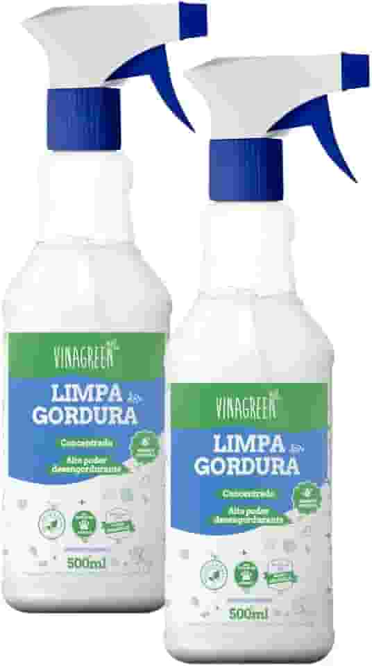 Kit 2 Limpa Gordura Concentrado Spray 500ml Desengordurante Para Fogões Coifas Azulejos Pias Panelas Grelhas Fornos Air Fryer Parede Churrasqueira Crosta Gordura Amarelão