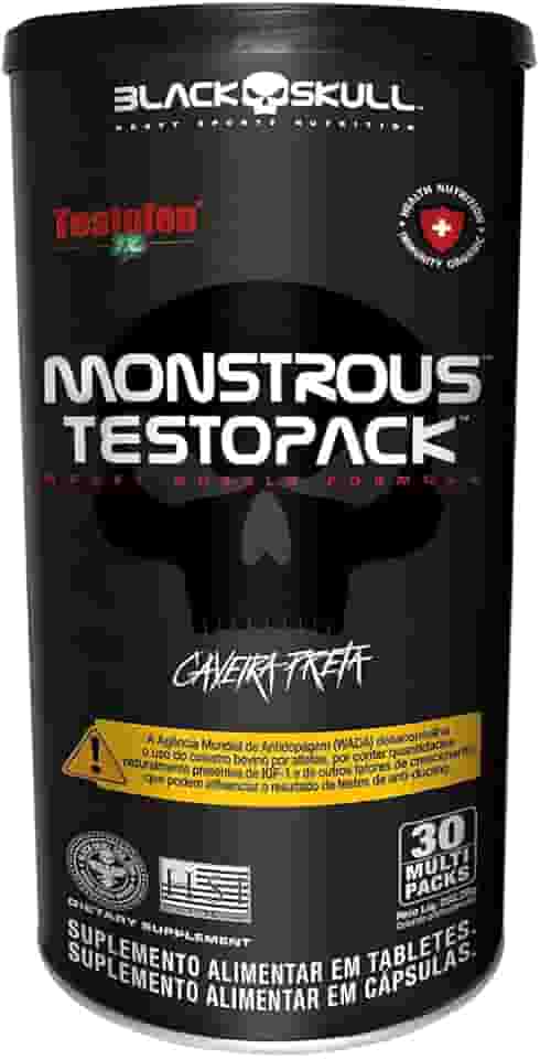 Black Skull Monstrous Testopack 30 Cápsulas - Sem Sabor, Keto, Treino