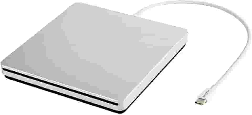 Leitor de DVD/CD externo USB-C Superdrive e gravador de DVD/CD para Apple-MacBook Air/Pro/iMac/Mini/MacBook Pro/ASUS/ASUS/DELL Latitude com porta USB-C Plug and Play (prata)