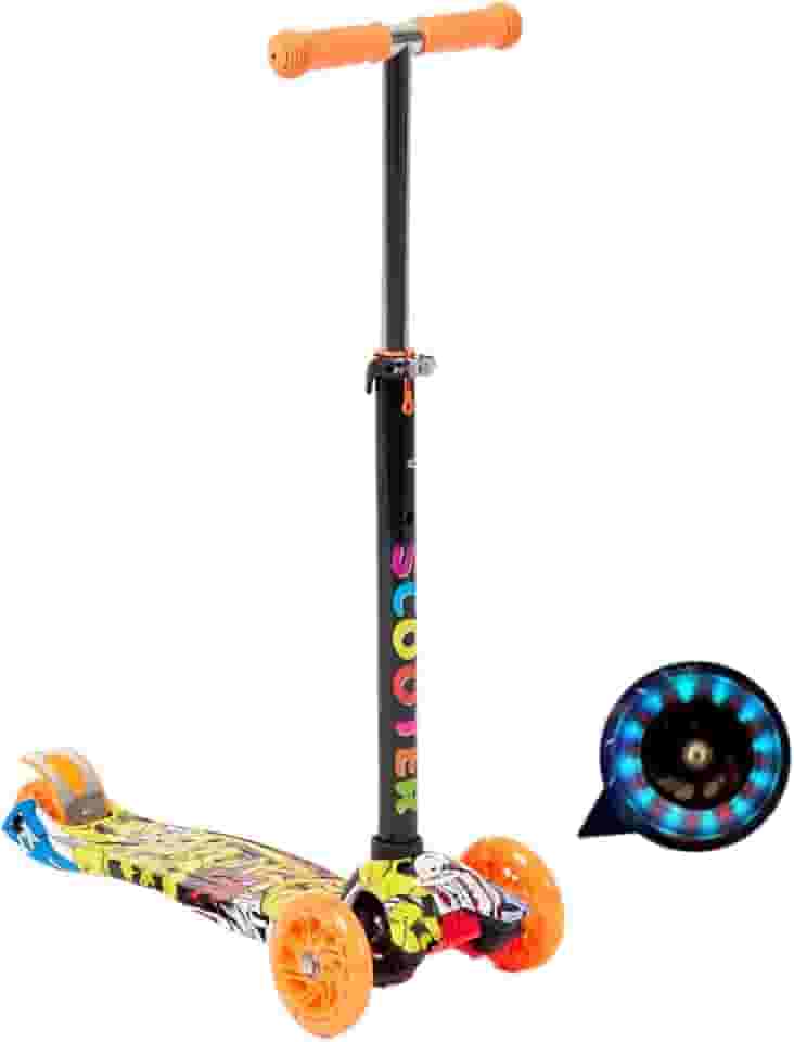 Patinete Infantil com 4 Rodas, Luz LED, Cores Vibrantes