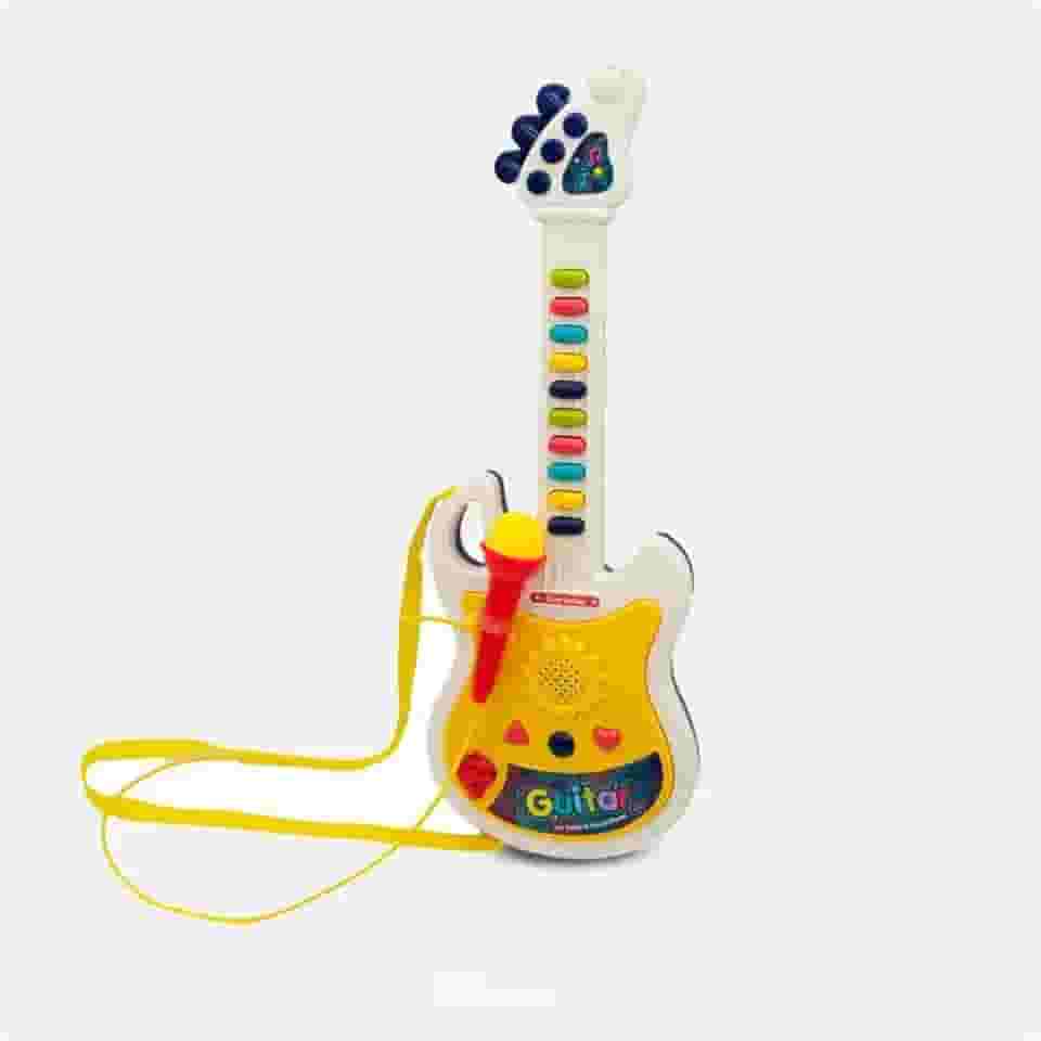 Guitarra Brinquedo Infantil Musical Com Microfone (Azul)