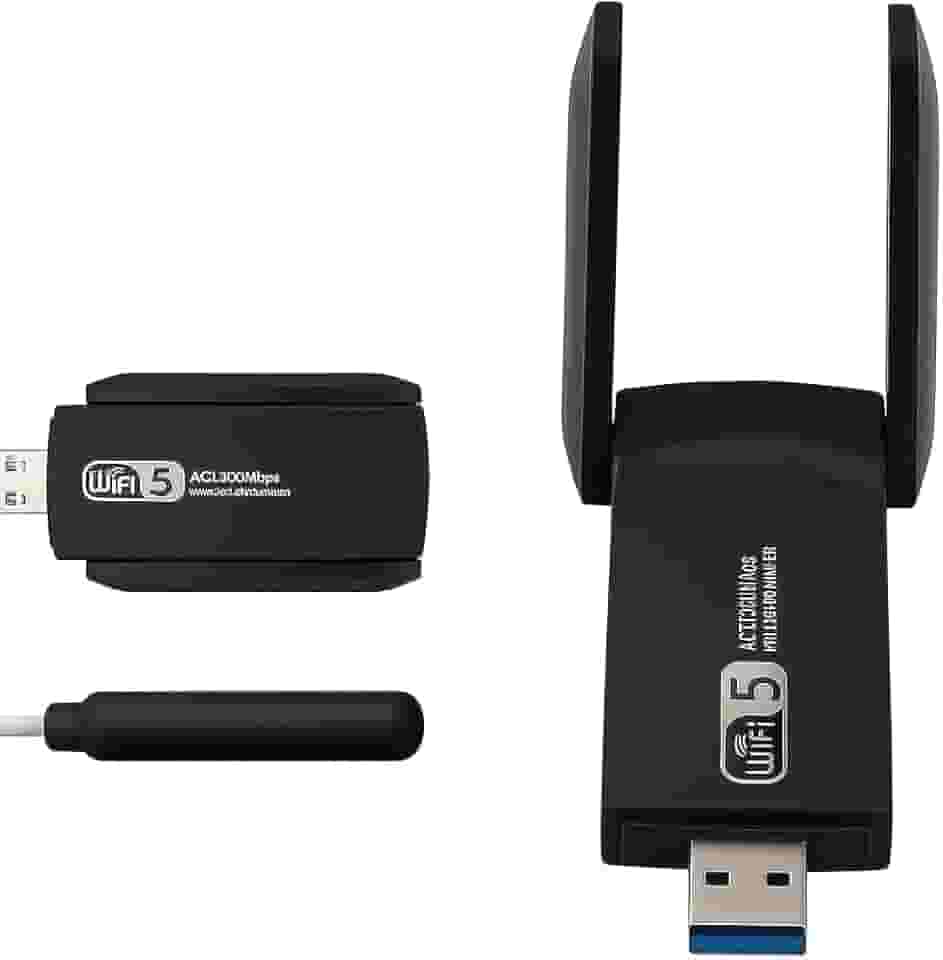 Adaptador WiFi USB 3.0 Dual Band 1300Mbps 5GHz e 2.4GHz com Duas Antenas de Alto Ganho - Placa de Rede Wireless para PC Desktop e Notebook