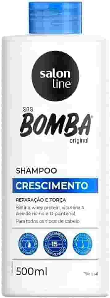 Salon Line, Shampoo, SOS Bomba, Crescimento, Reparação e Força - Todos os Tipos de Cabelos, 500 ml