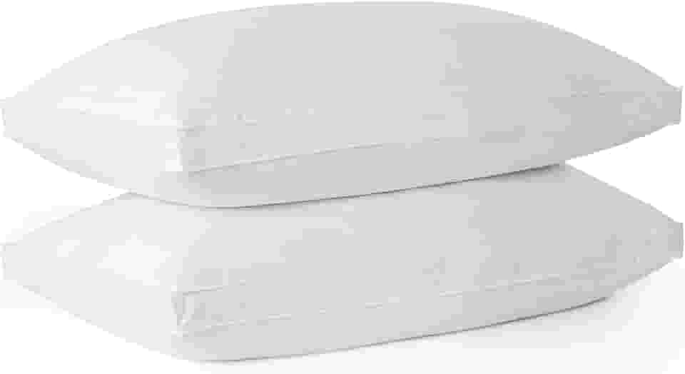 Bafode Travesseiros de cama reforçados com penas de ganso, conjunto de 2 travesseiros tamanho Queen, capa 100% algodão macio, travesseiro para dormência nas costas, barriga ou lateral