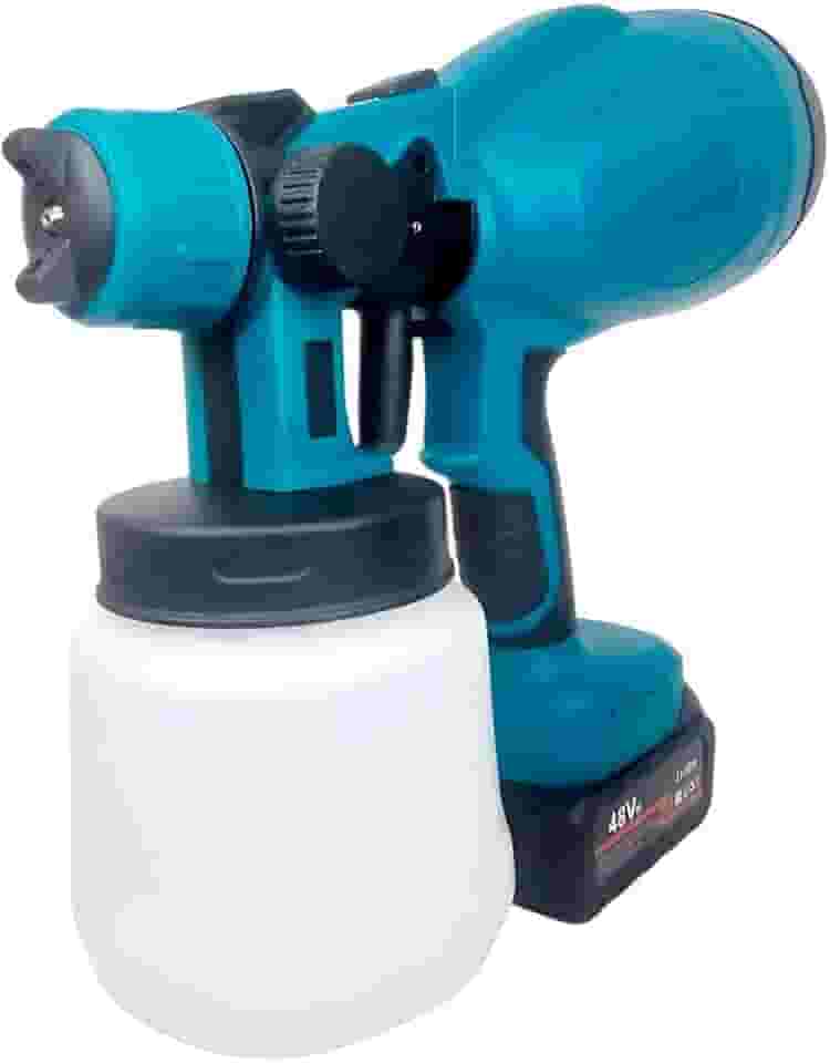 Pistola Elétrica de Pintura Pulverizadora Spray Tinta Regulável a Bateria 48V 30000RPM 1000ml Azul