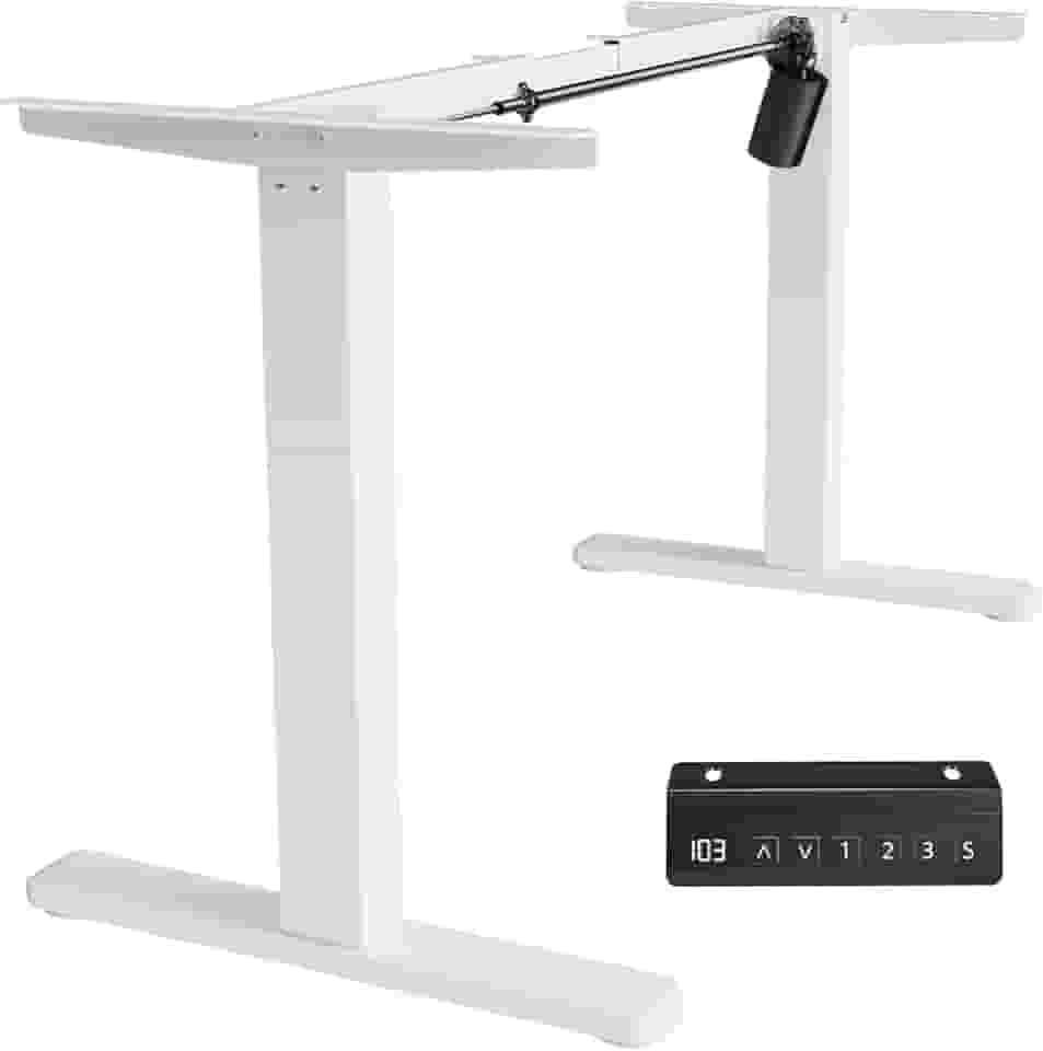 Estrutura de Mesa Elétrica Ajustável para Trabalho em Pé e Sentado – 3 Configurações de Memória, Altura de 72cm a 120cm, Base Ergonômica e Design Silencioso (Branco)