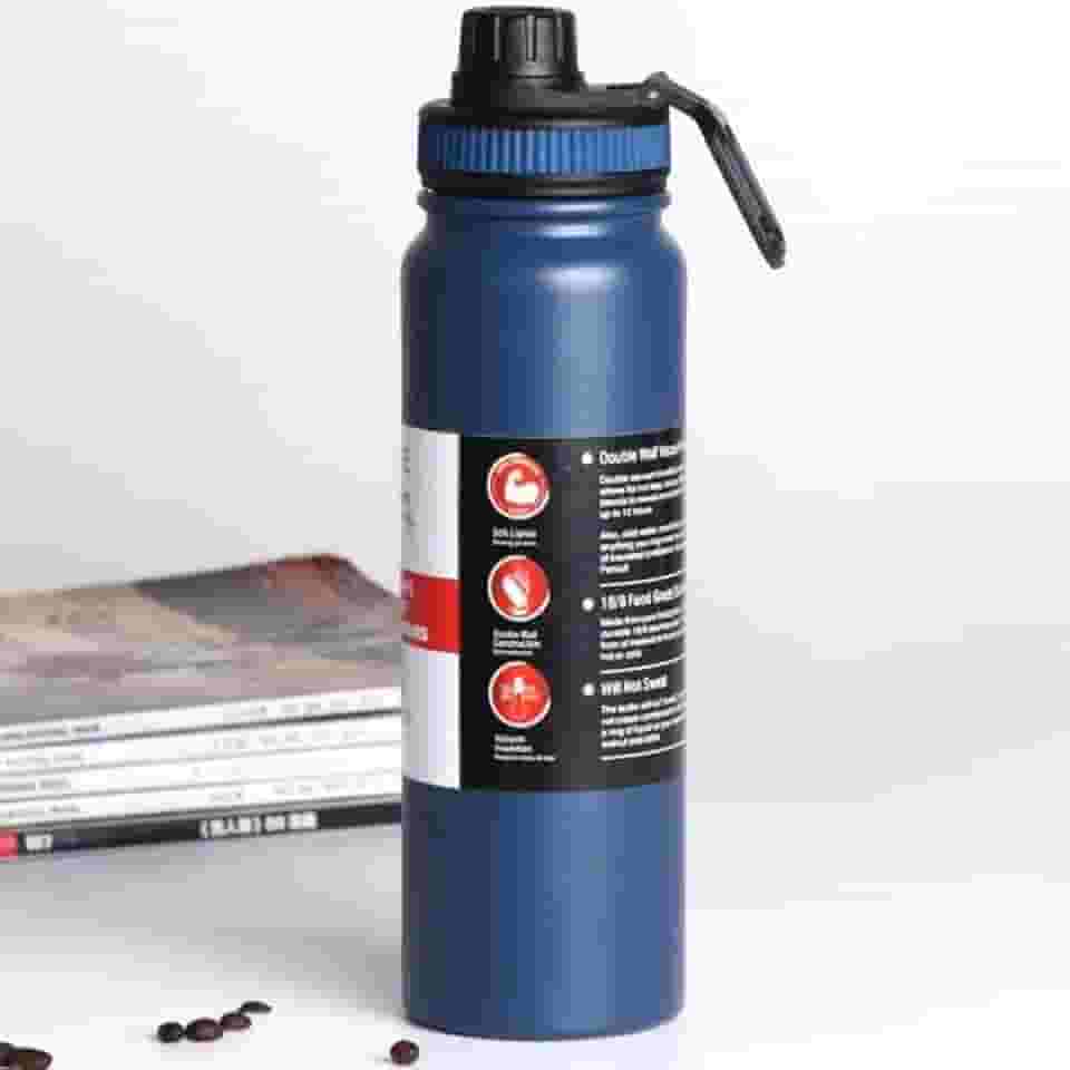 Garrafa de Água Térmica Inox Esportiva Academia Isolada a Vácuo Aço Inox 800ml (Azul)