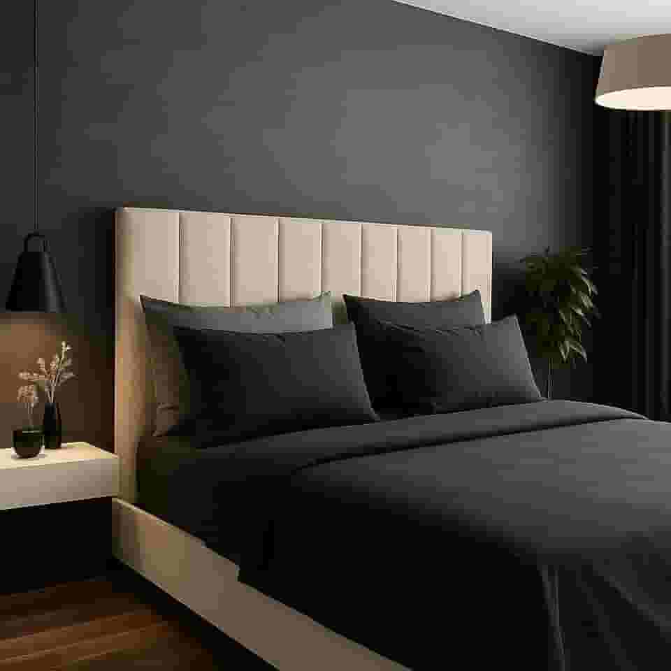 Cabeceira Estofada Modular Cama Casal Padrao 1,60mX45cm Módulos Adesivos (Off White)