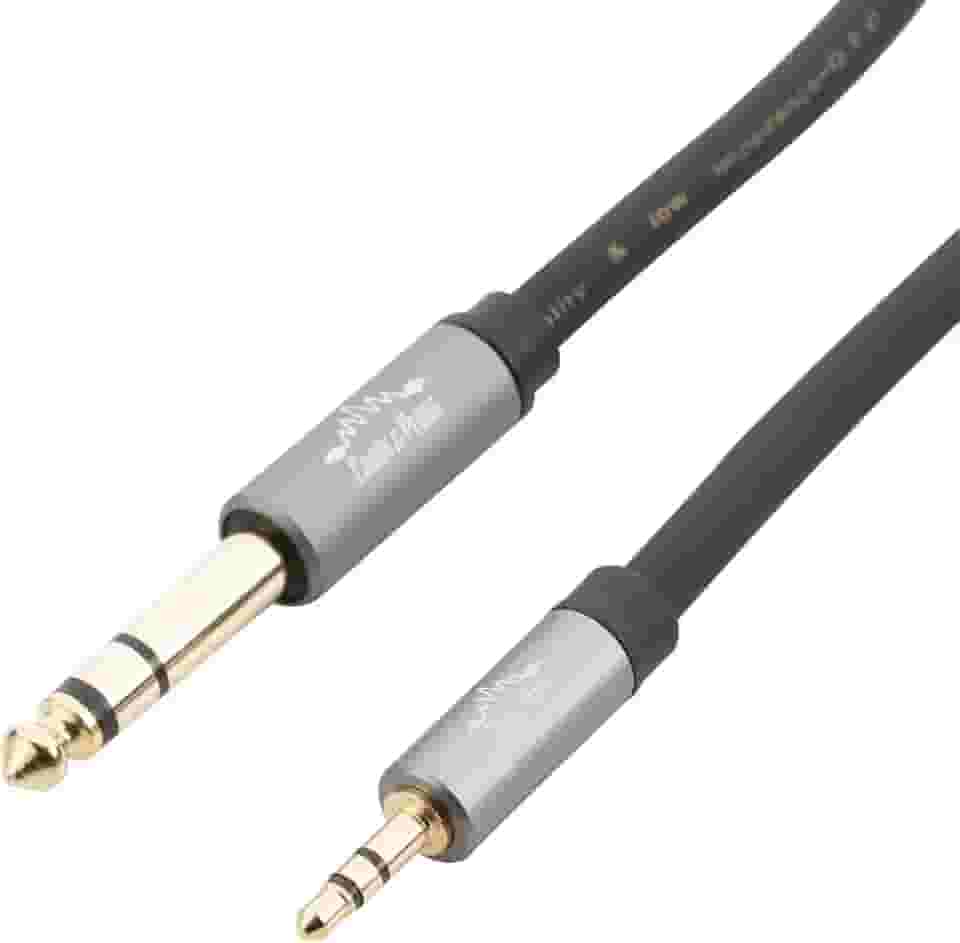 Cabo P2 Stereo 3.5mm para P10 Stereo 6.35mm TRS fio para fone de ouvido headphone Cabos & Plugs (preto, 150cm)